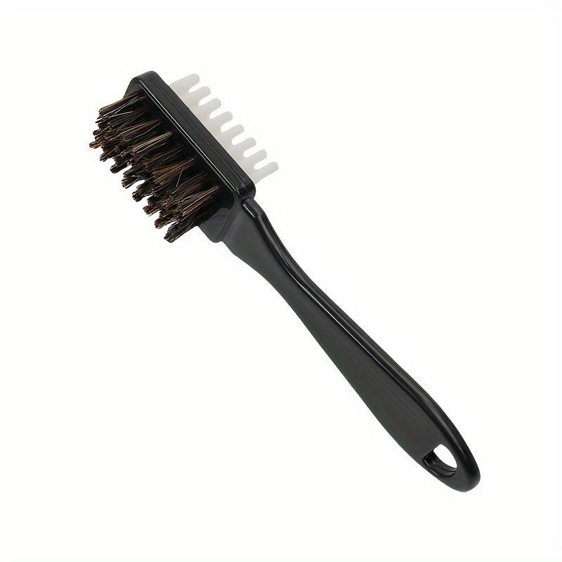 E-shop 2-in-1 Wildleder- und -Schuhbürste mit Radiergummi - Robustes Plastik, dunkelbrauner Griff, schwarze und weiße Borsten für Stiefel,