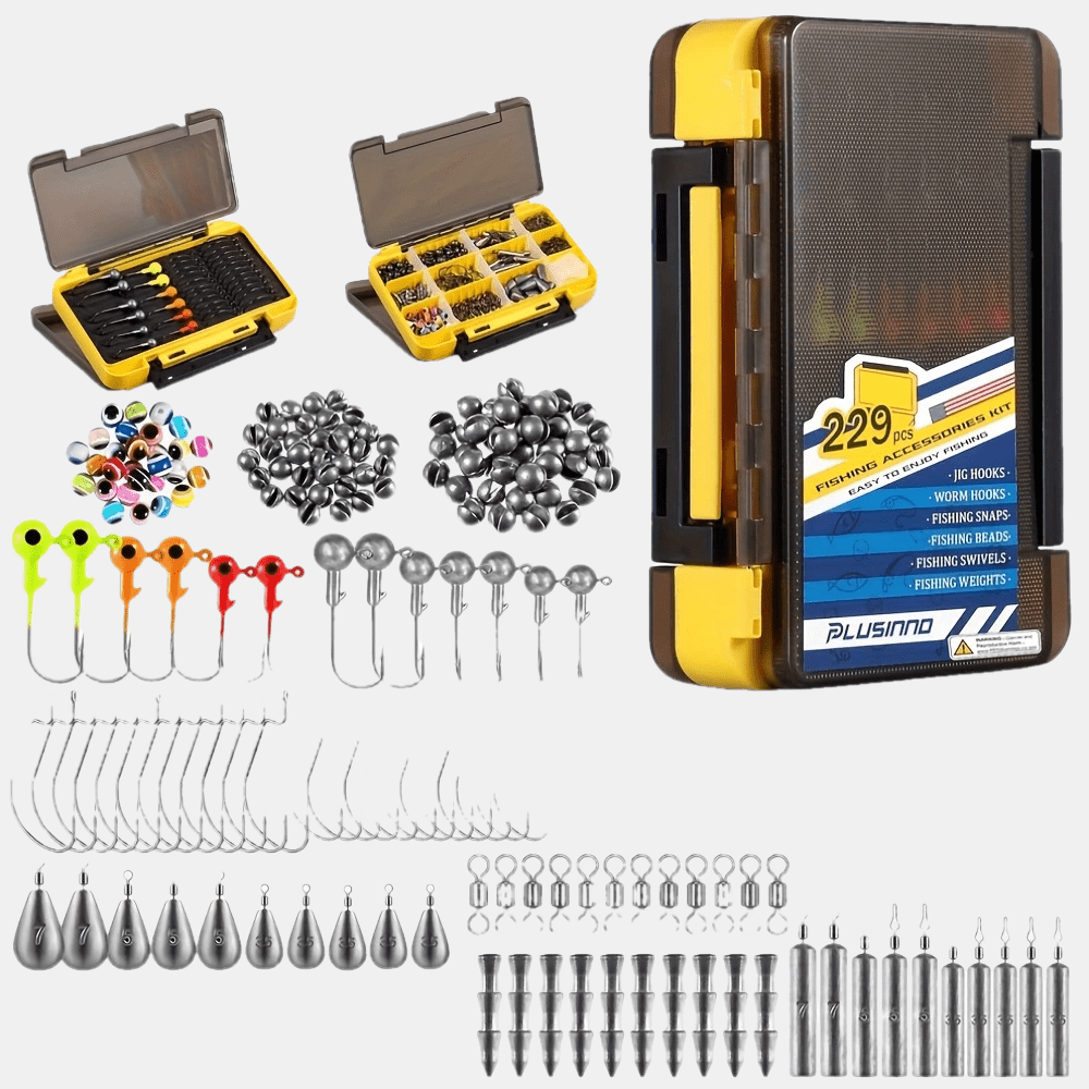 TEMU 229pcs Fishing Accessories Kit: Premium Tackle Box With Included Tackle - Hooks, Weights, Sinkers & Spinner Blades - Versatile Fishing Gear For Bass, & Crappie - Ideal For Freshwater & Saltwater