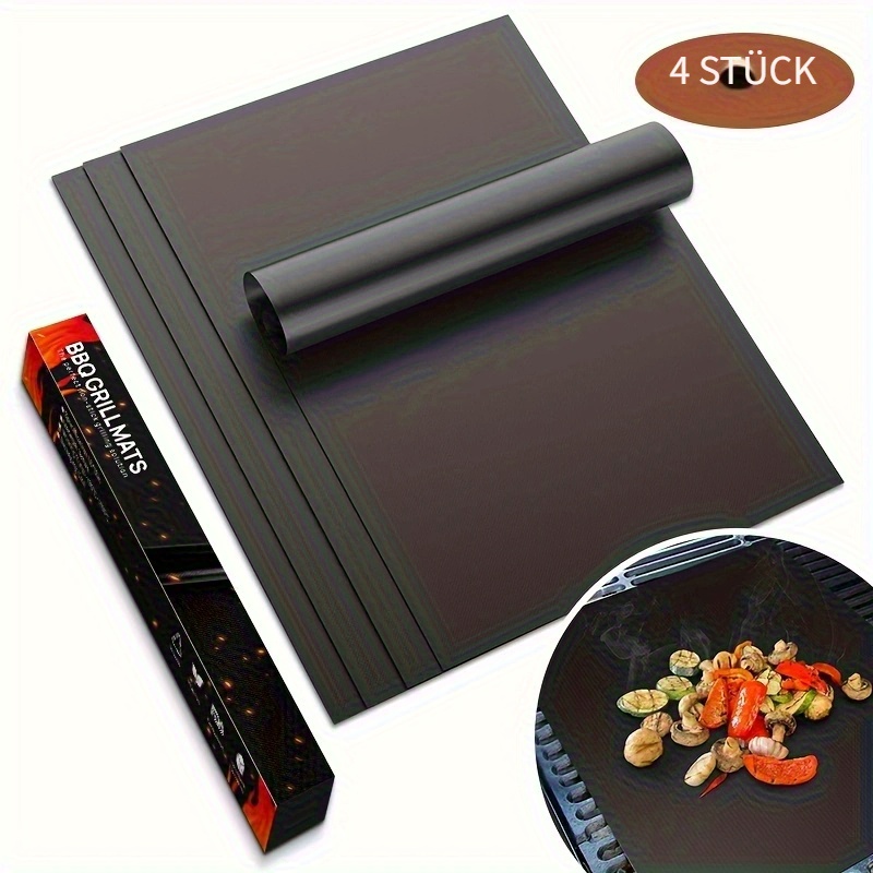 4er-pack antihaft-grillmatten, wiederverwendbar -   für elektro- und gasöfen, ofenmatten, toaster und grill - langlebige küchenhelferin, ideal für outdoor-bbq und kochen