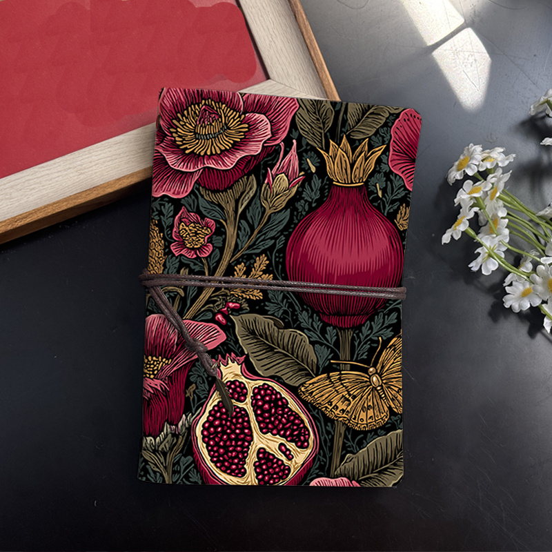 TEMU 1pc Elegant Pu A6 Journal - Vintage & Botanical Hardcover Book With Blank Pages, Super Thick Binding Suitable For Father's Day Gifts, Business