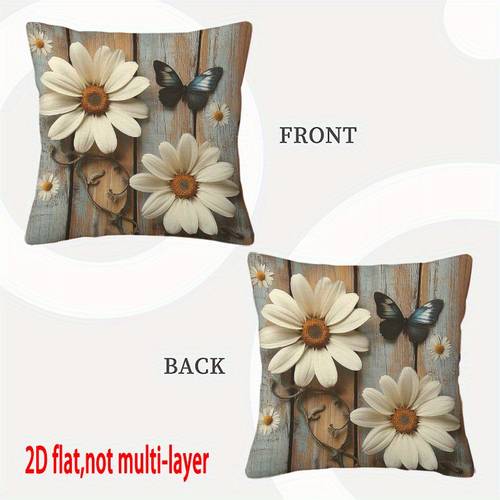 pillow cover with a 2d flat print featuring a soft to the touch in throw pillow sizes of 18x18 inches 45x45 cm and 20x20 inches 50x50 cm the design daisies