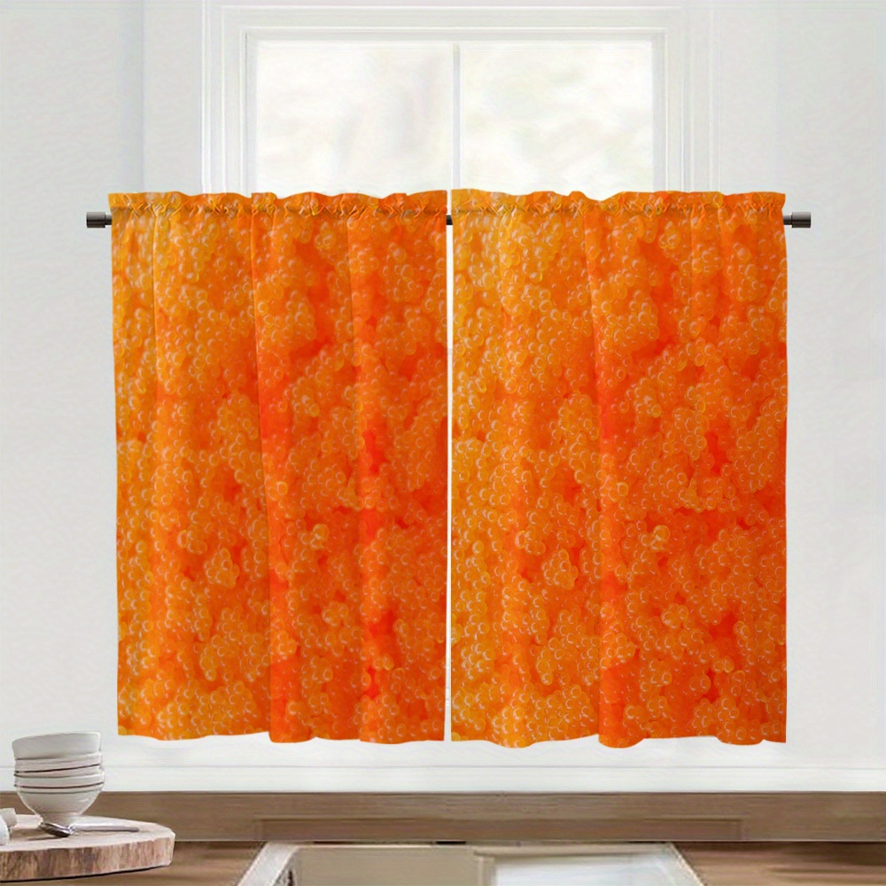 TEMU Lot de 2 rideaux et minimalistes à motif de perles orange, rideaux de cuisine, rideaux de chambre, décoration d'intérieur, style passe-tringle.