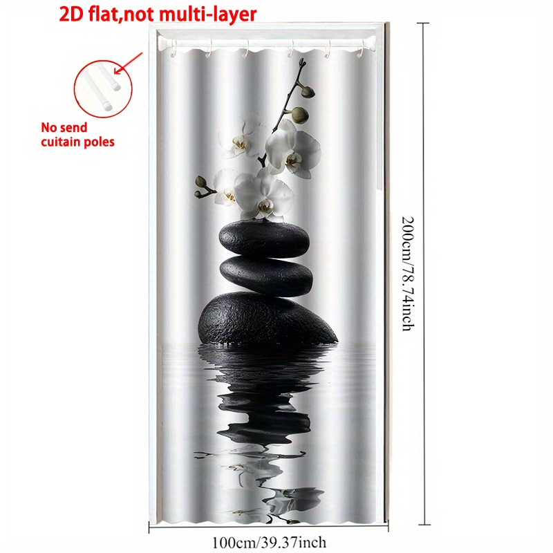 TEMU 2d Flat Printing Door Curtainbalance And Polyester Door Curtainthe Stones And Orchids In The Water For Home Decor In Bedroom, Kitchen, Bathroom,
