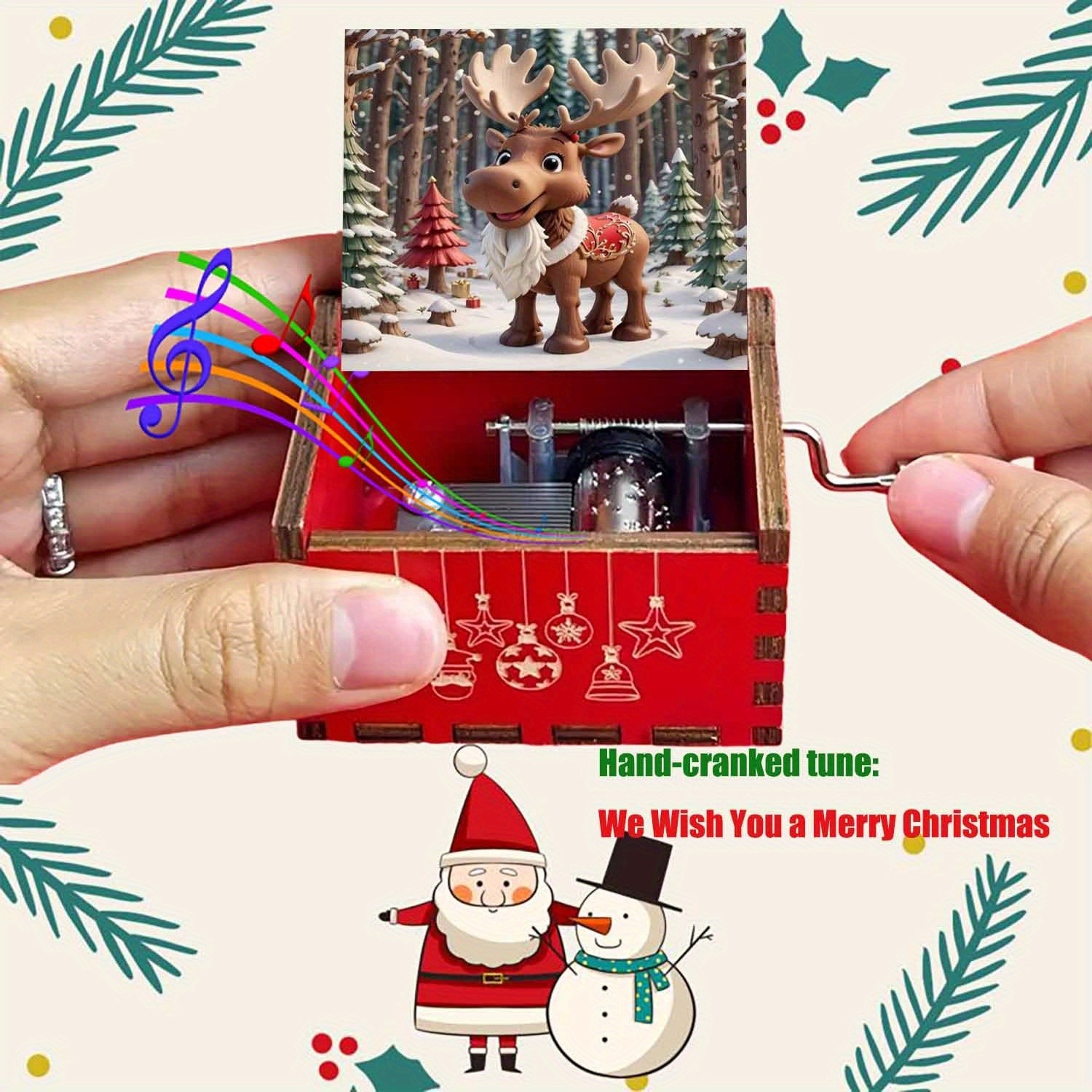1pc Hand-cranked Christmas Reindeer Music Box, Plays Classic Christmas When Wound, An Gift For Christmas And New…: retailer-supplied image