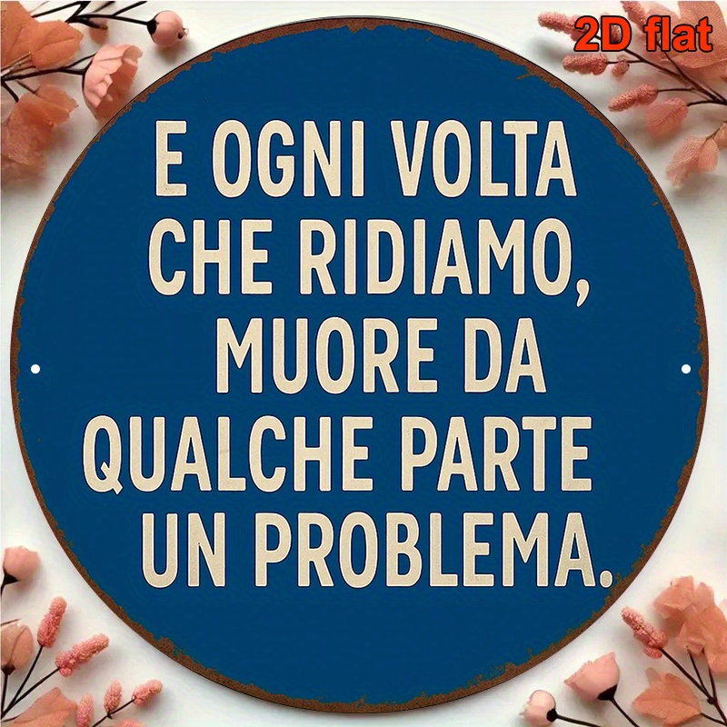 TEMU Decorazione murale piatta 2D in metallo vintage - Targa da 20.32X20.32 cm con look antico blu e , con detto " problema con un bicchiere " -