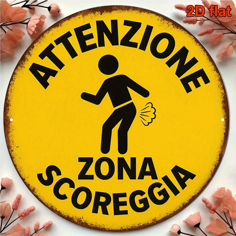 TEMU 1 pz, Targa in alluminio da 20,32X20,32 cm, "Attenzione Zona Fart" Placca decorativa vintage, Decorazione umoristica, Adatta per decorare bar,