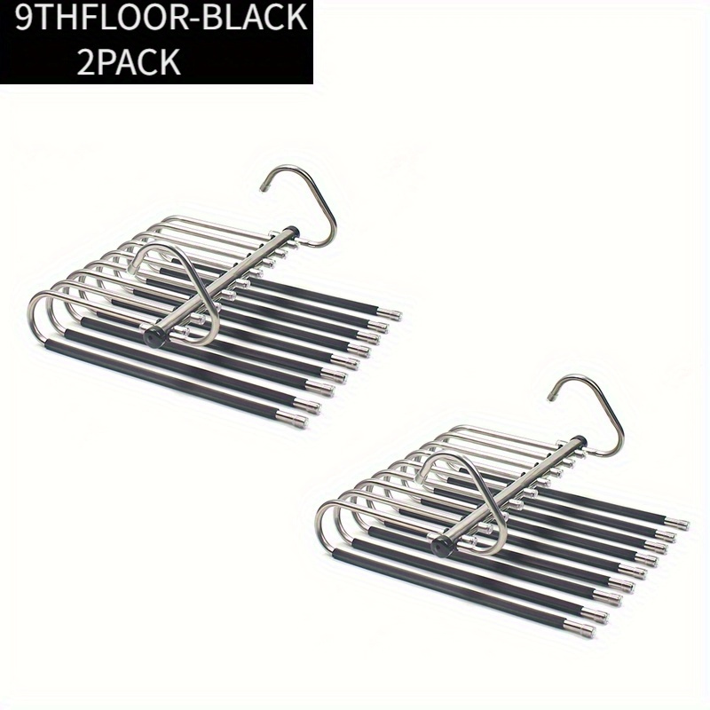 TEMU Pants Hangers Space Saving - 2 Pack Floor Sixth Floor Closet Organizer And Storage Jean Hangers, Stainless Steel Anti-slip Clothes Hanger Scarf