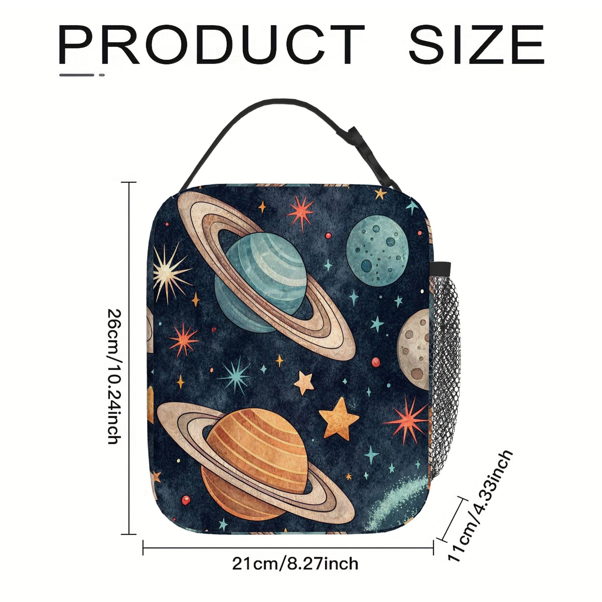 TEMU 1pc Space-themed Fabric Design Printed Thermal Bag, Insulated Bag, No Food Contact, Suitable For Home, Restaurant, Office, Unisex Portable