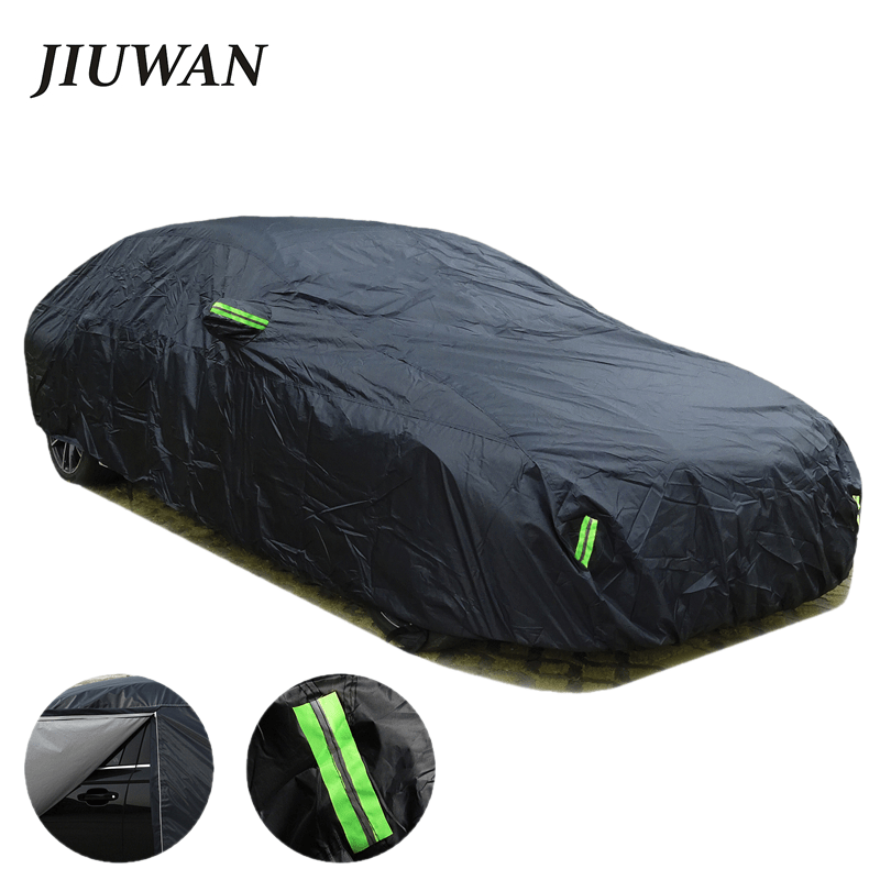 TEMU Universal Suv/sedan Full Car Covers Outdoor Windproof Sun Snow Protection Uv Car Zipper Design Black Car Case Cover S-xxl