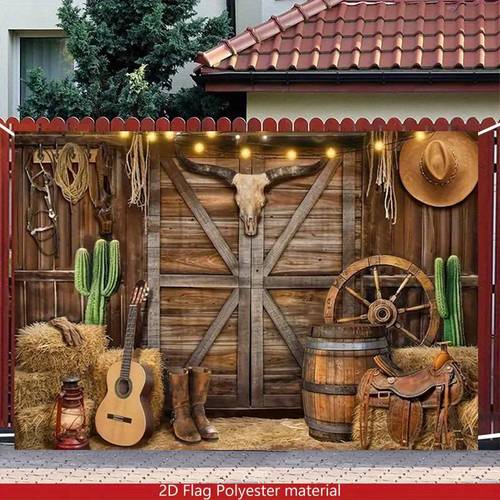 2d flat 2d flat western cowboy style landscape pattern banner photography decor suitable for living room event party decoration bedroom office indoor enhances style 2d flat