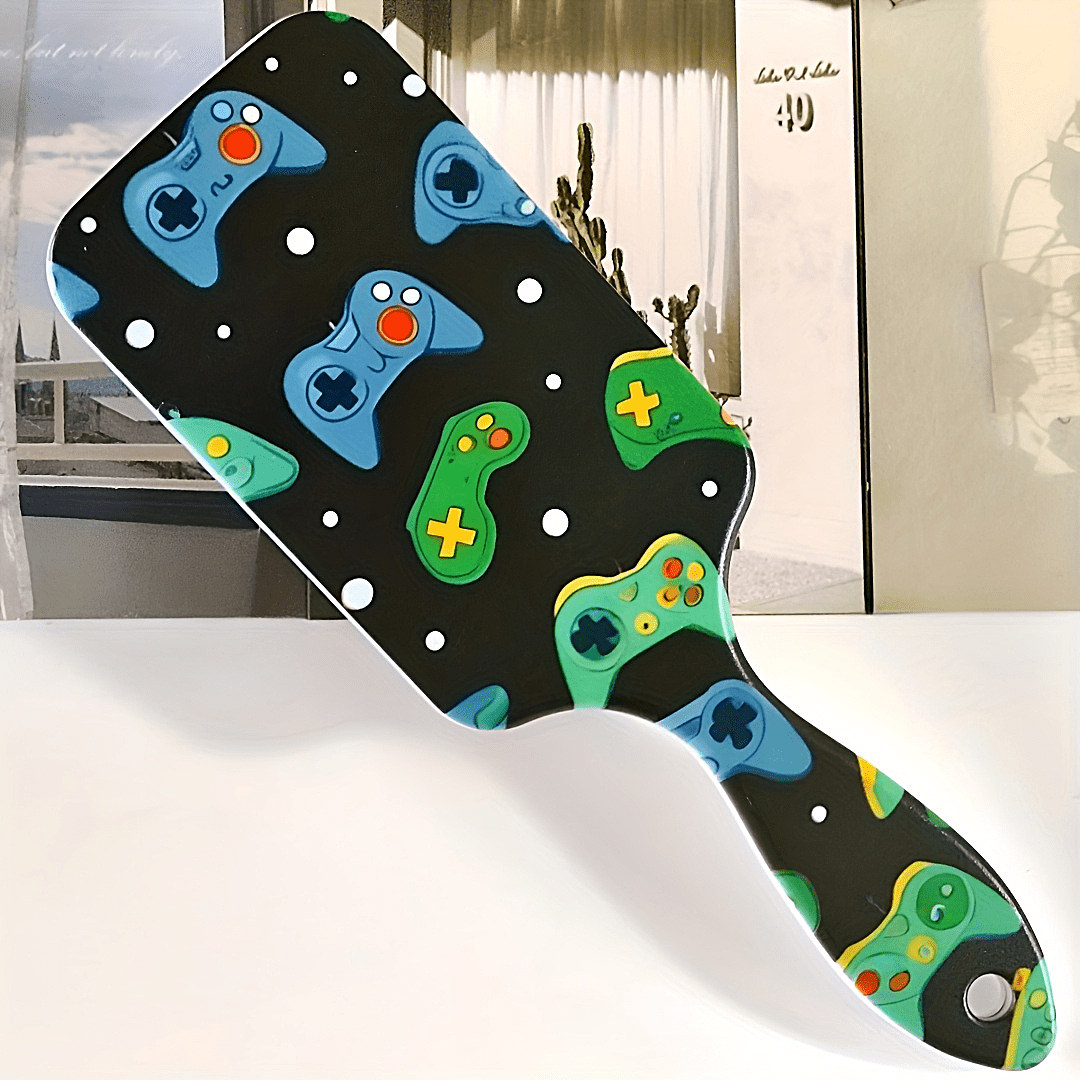 TEMU Controller Pattern Air Cushion Comb, Scalp Massage Comb, Anti-static, Comfortable Grip Hair Brush, Durable Abs Handle Comb, Nylon Bristles, Suitable For All Hair Types, Ideal Gift
