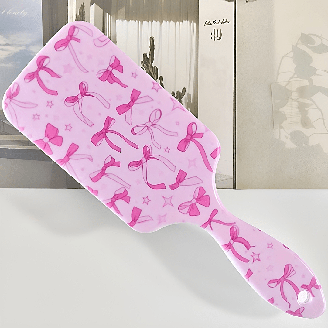 TEMU Bow Pattern Air Cushion Comb, Scalp Massage Comb, Anti-static, Comfortable Grip Hair Brush, Durable Abs Handle Comb, Nylon Bristles, Suitable For All Hair Types, Ideal Gift