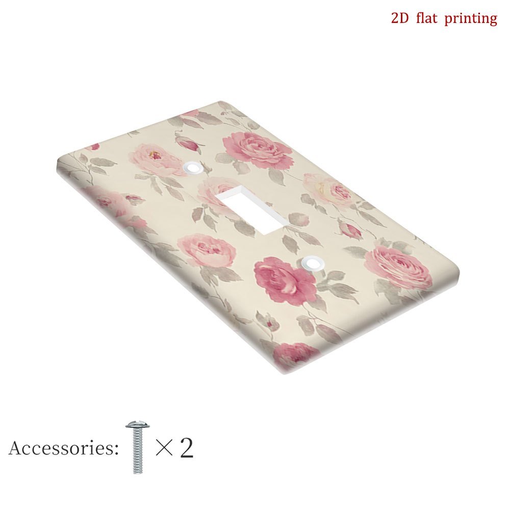 TEMU 1pc 2d Flat Printing Floral Pattern Electric Plug Cover,outlets Switche Plate,for Kitchen Home Office Bedroom, 2d Flat