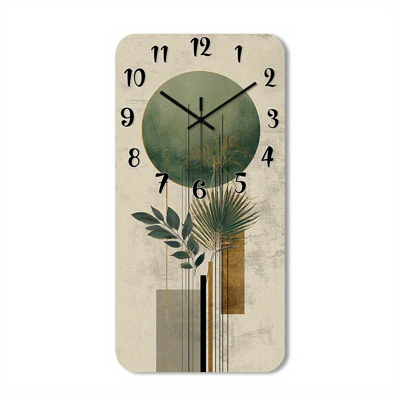 TEMU 1pz Orologio da Parete Moderno Silenzioso Senza Ticchettio - Rettangolare in Legno con Laminazione HD a Grana , per Camera da Letto, -