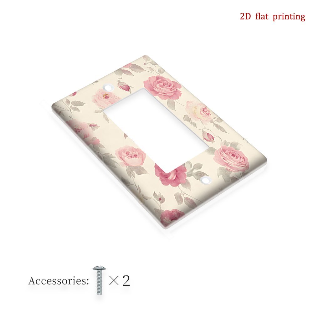 TEMU 1pc 2d Flat Printing Floral Pattern Electric Plug Cover,outlets Switche Plate,for Kitchen Home Office Bedroom, 2d Flat