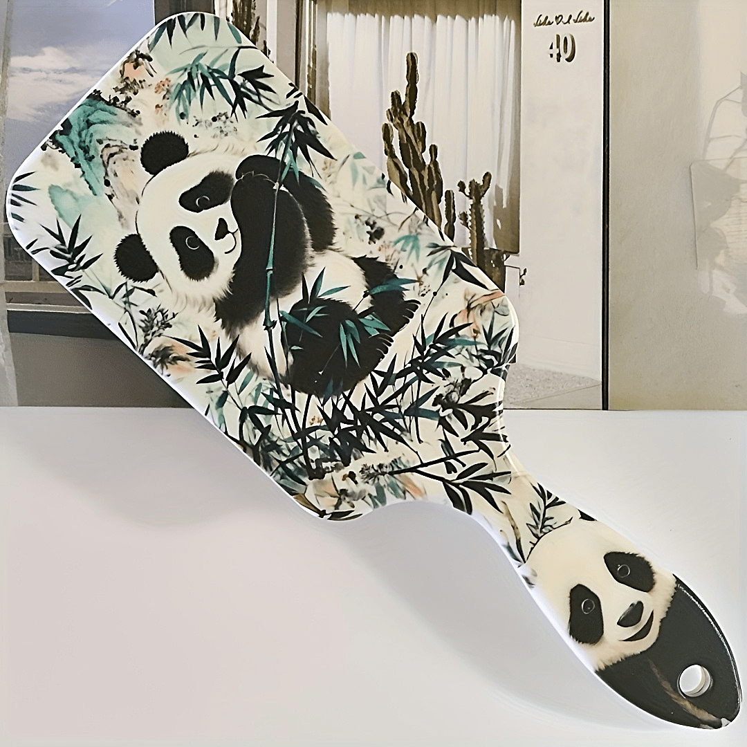 Image of Adorable Panda Cushion Brush, Perfect For Scalp Massages, Anti-static, Easy To Hold Hair Comb, Sturdy Abs Handle, Nylon Bristles, Works Well With For All Hair Types, Great Gift Option
