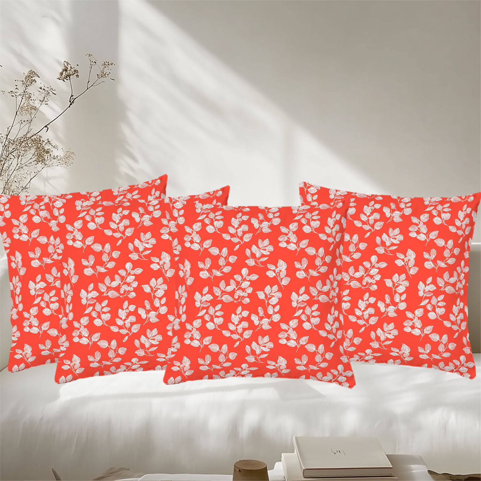 Lot 2 Housses De Coussin Daim Synthétique Motif Feuille D'érable - 40x40 Cm, Rouge/jaune - Décoration Automne, Thanksgiving