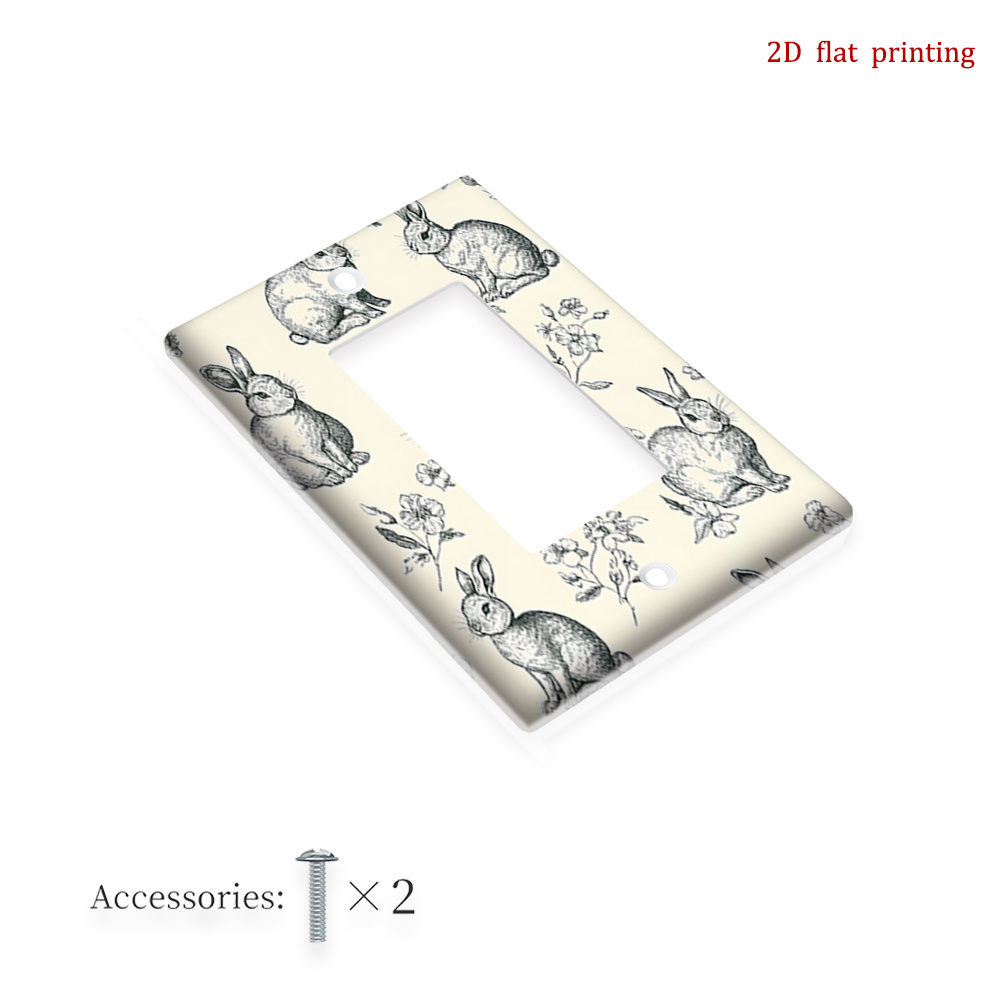 TEMU 1 pièce Plaque de Commutateur Murale Décorative Style Impression 2D Motif Floral Lapin, Couverture de Prise Murale pour Cuisine et Décoration