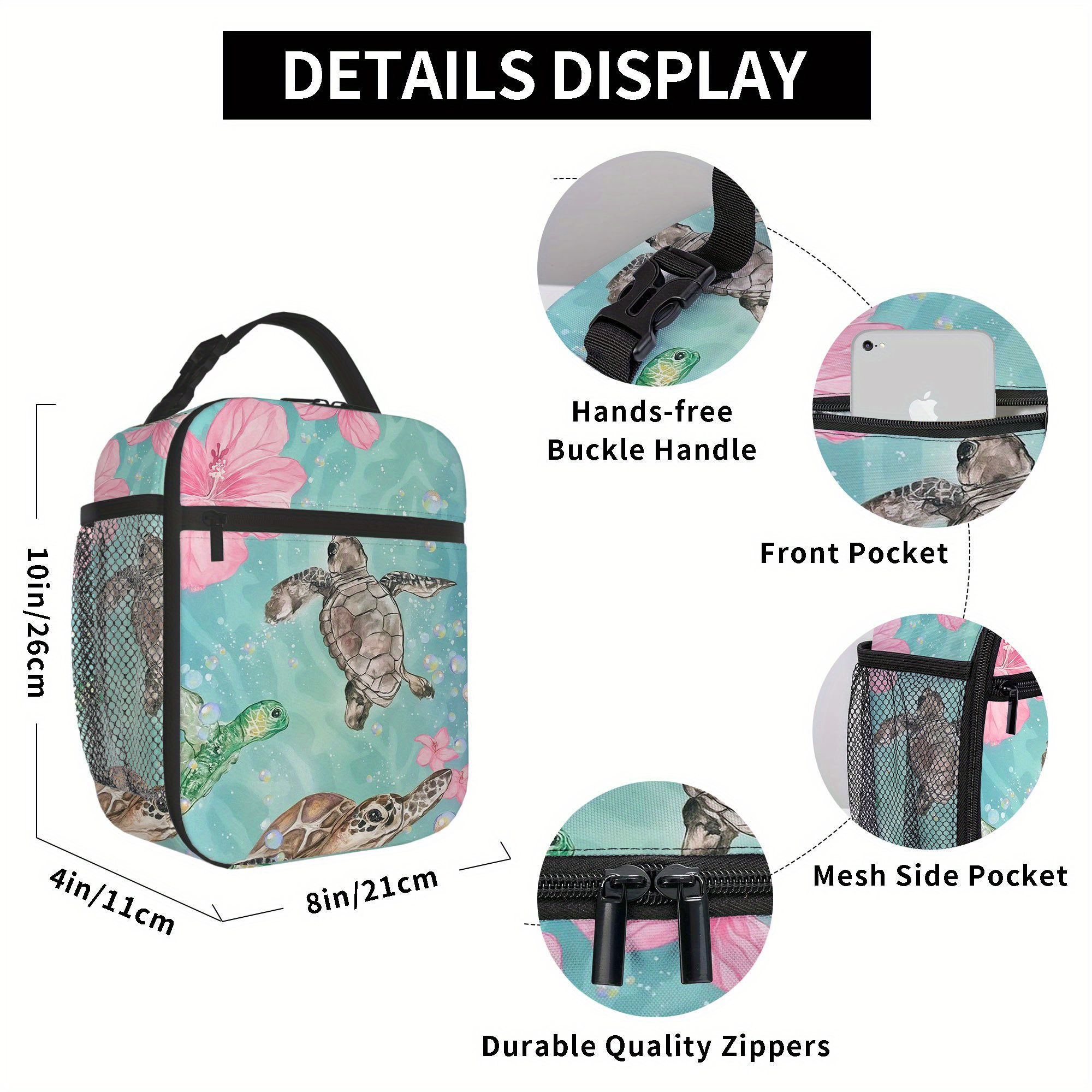 TEMU 1pc Featuring Sea Turtles Gliding Through Vibrant . This Printed Thermal Bag Is Insulated And Designed For Non-food Contact, Making It Ideal For
