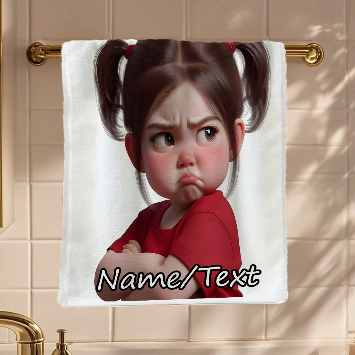 TEMU 2d Flat, 1pc, Customizable Theme Printing Towel, Name Customization Towel, 2d Flat Digital Printing , Essential Hand Towel For Fitness And