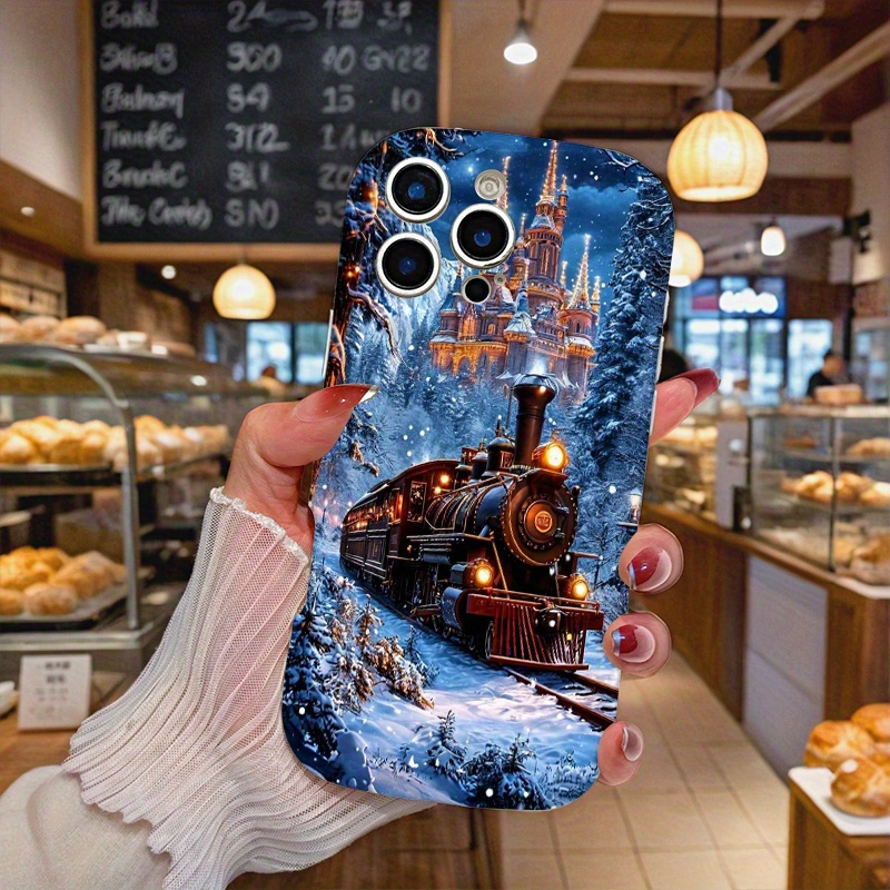 TEMU Phone Case: Castle And Vintage Steam Train 2d Cartoon Anime Phone Case, Compatible With Iphone 16/15/14/13/12/11/6/7/8/x/xs Max/16 Pro Max/14