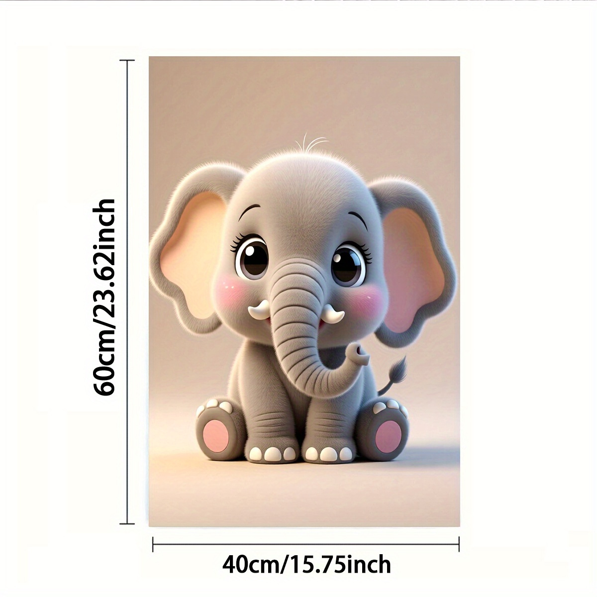 TEMU 1pc Or 2pcs, Towel, Single-sided Print, Rectangular 40×60cm, Cartoon Elephant 2d Design, Soft, Comfortable, Durable, Odorless, Suitable For
