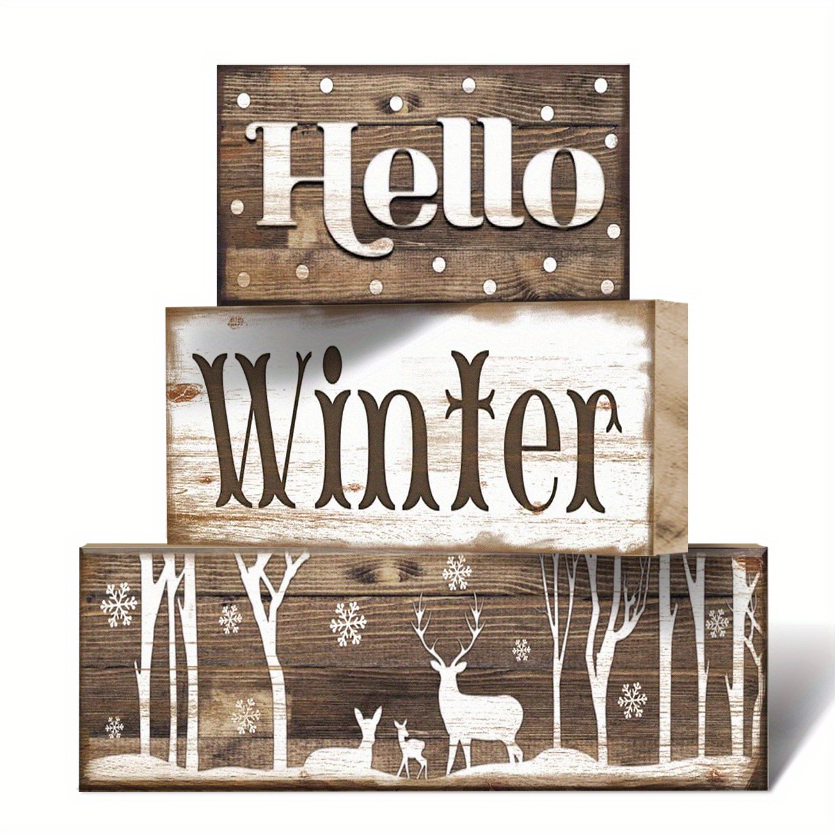 TEMU 3pcs Bohemian Farmhouse Tiered Tray Decorations With Blessed Signs - Rustic Table Centerpieces Suitable For Christmas, Winter Holiday Decor,