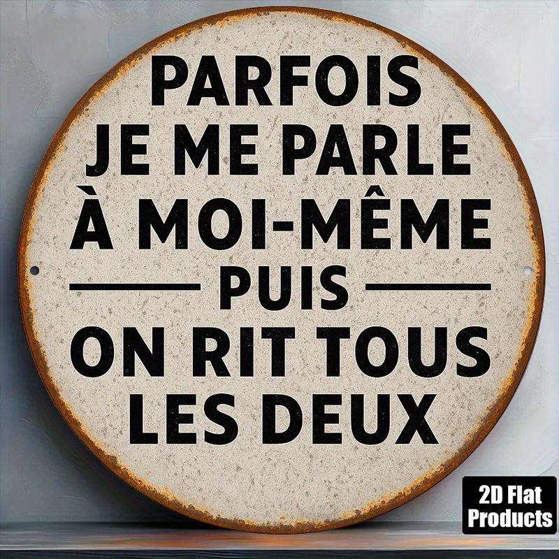 TEMU Plat 2D, Plat 2D - Un Panneau Français Rond en Aluminium de 20,32x20,32cm avec une Plaque Vintage sur le Thème ' ', une Pièce de Décoration
