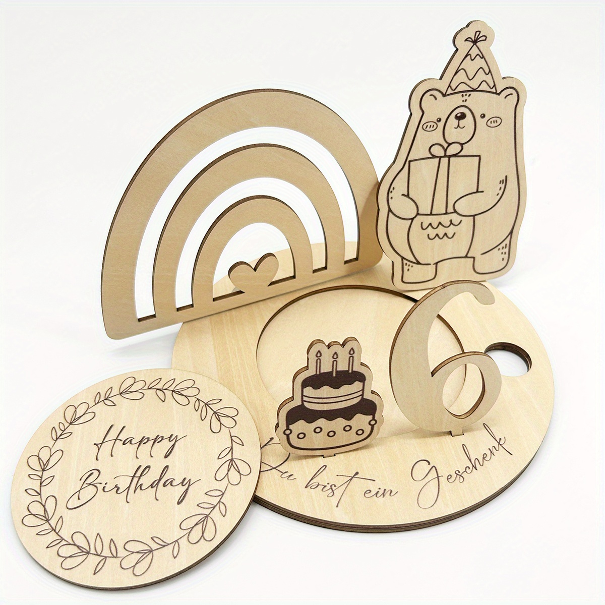 Piece Wooden Numbered Birthday Centerpiece With & Numbered Tubes - Multiholiday Table Decor For Parties (1-) - "for Happy" Decoration - Table Centerpiece Holder For Number Learning Celebration