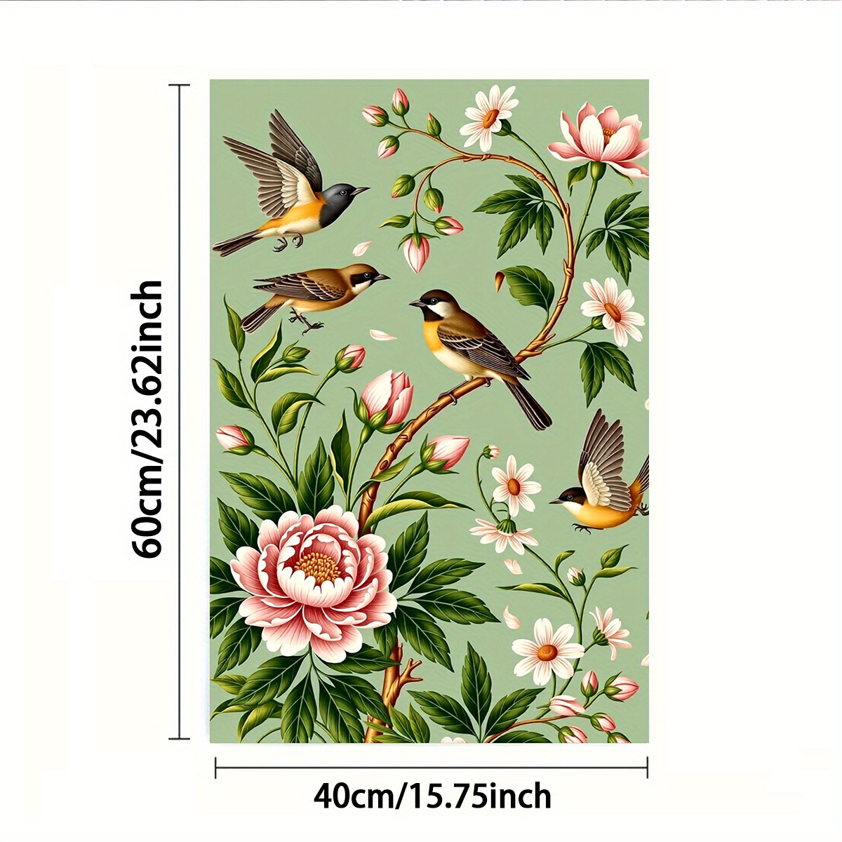 TEMU 1 stuks of 2 stuks, Handdoek, Enkelzijdige print, Rechthoekig 40×60 cm, 2D ontwerp van een vogel in fijn penseelwerk, Zacht, Comfortabel,