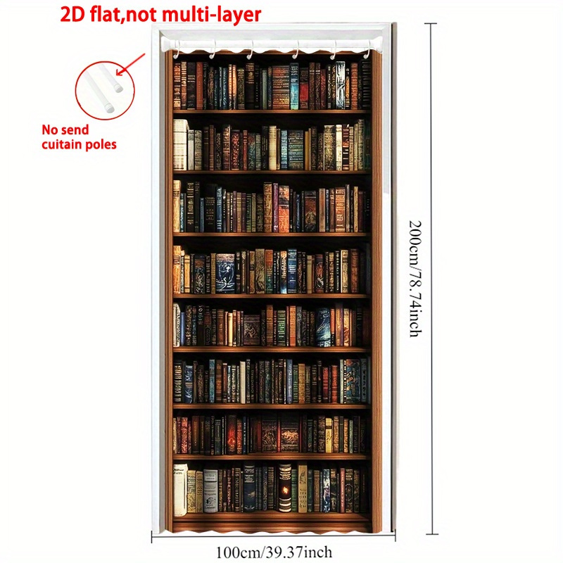 TEMU 2d Flat, Elegant Female Book Figures Door Curtain - Easy-to-hang Hooks Included, Hand Washable Fabric, Solid Panel For Living Room, Bedroom,
