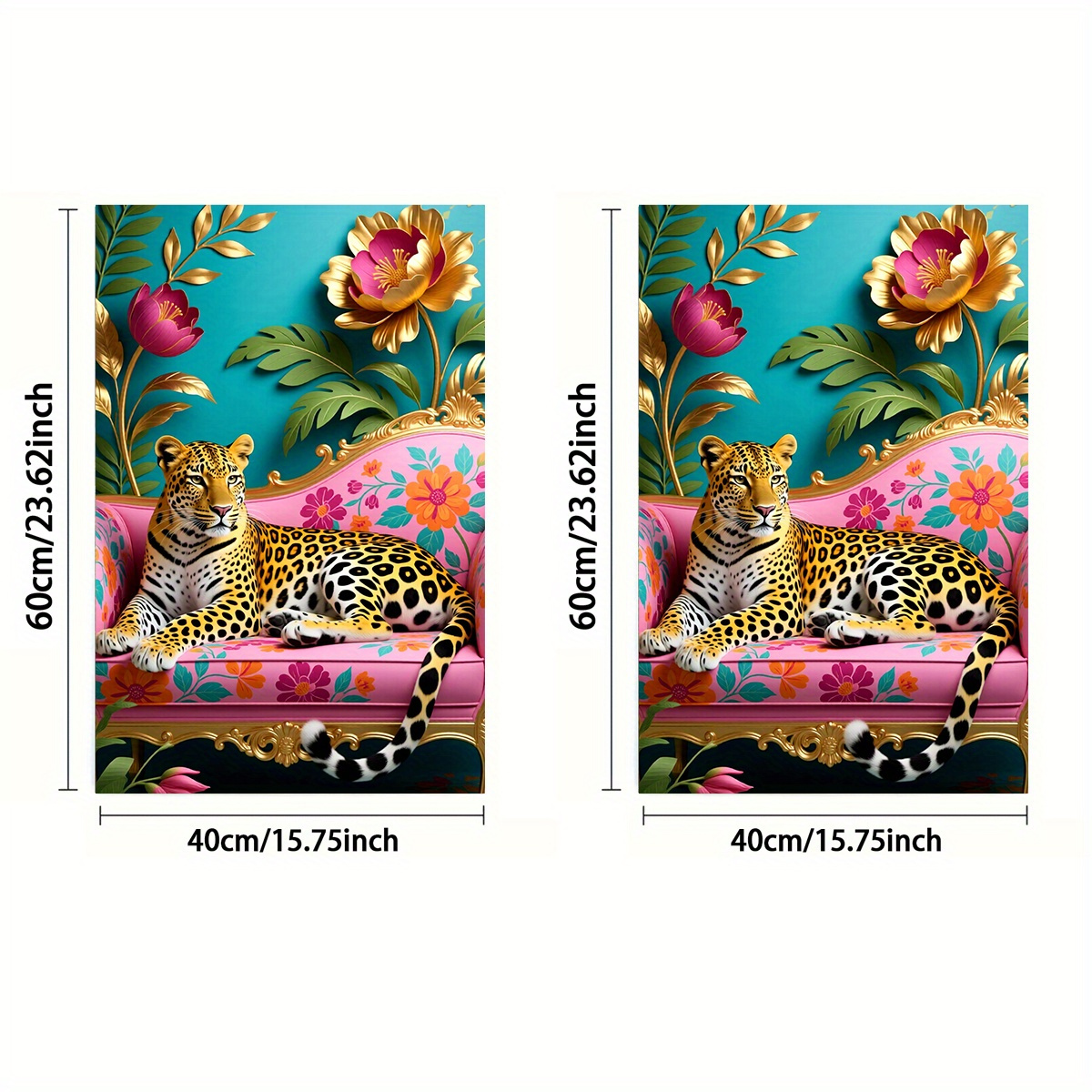 TEMU 2d Flat, 1pc Or 2pcs, Towel, Single-sided Print, Rectangular 40x60cm, Baroque-style 2d Leopard Pattern, Soft, Comfortable, Durable, And ,