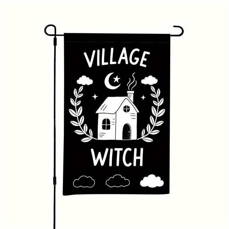 TEMU Single Piece Packaging, Double-sided Printed, Made Of Polyester, Garden Flag With A Black And White Minimalist Cottage Pattern, Suitable For