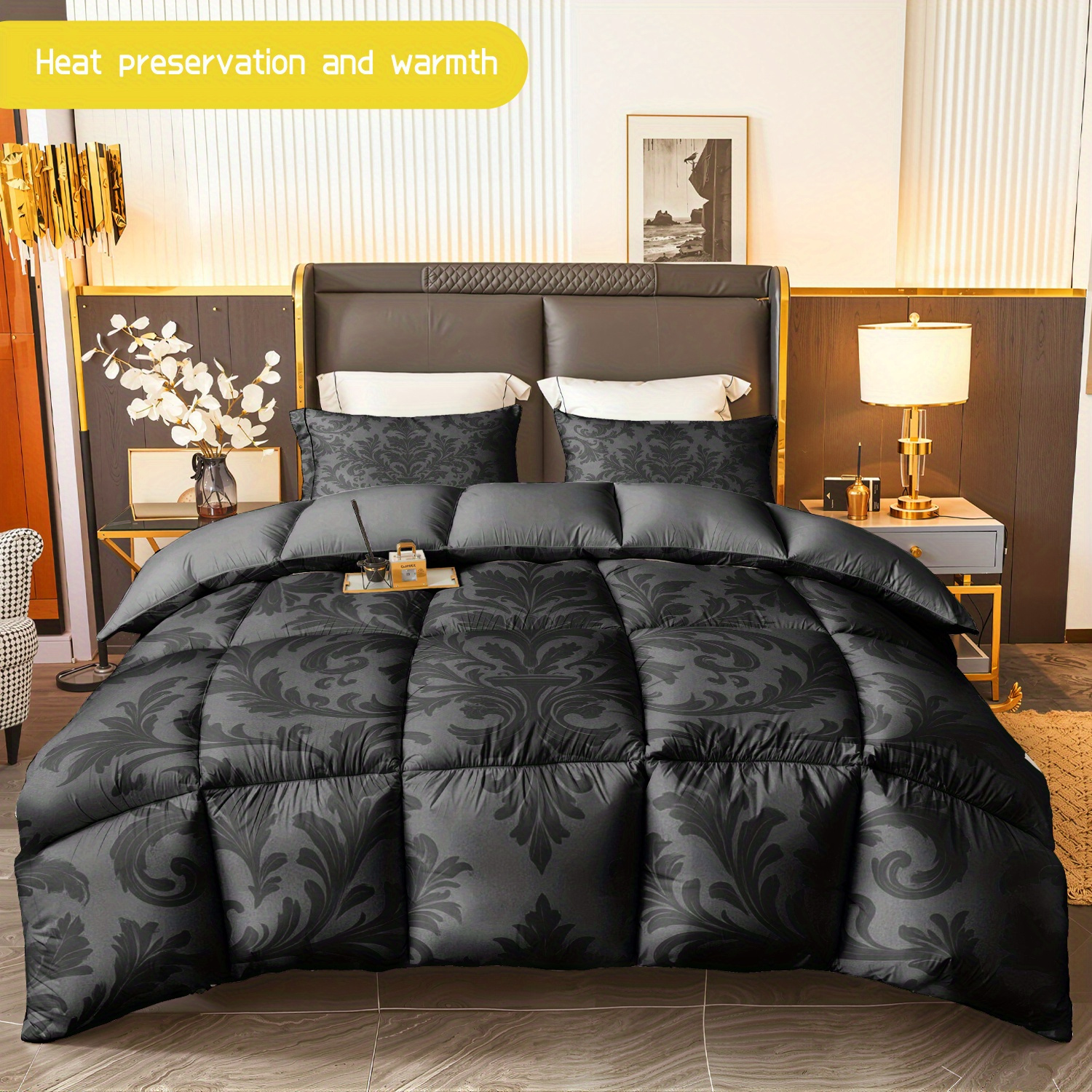 TEMU 3pcs (1 Comforter   2 Pillowcases) Modern Pattern Soft Warm Bedding Set, Wrinkle & Fade Resistant, Queen/king/full Size, Hotel-quality Durable