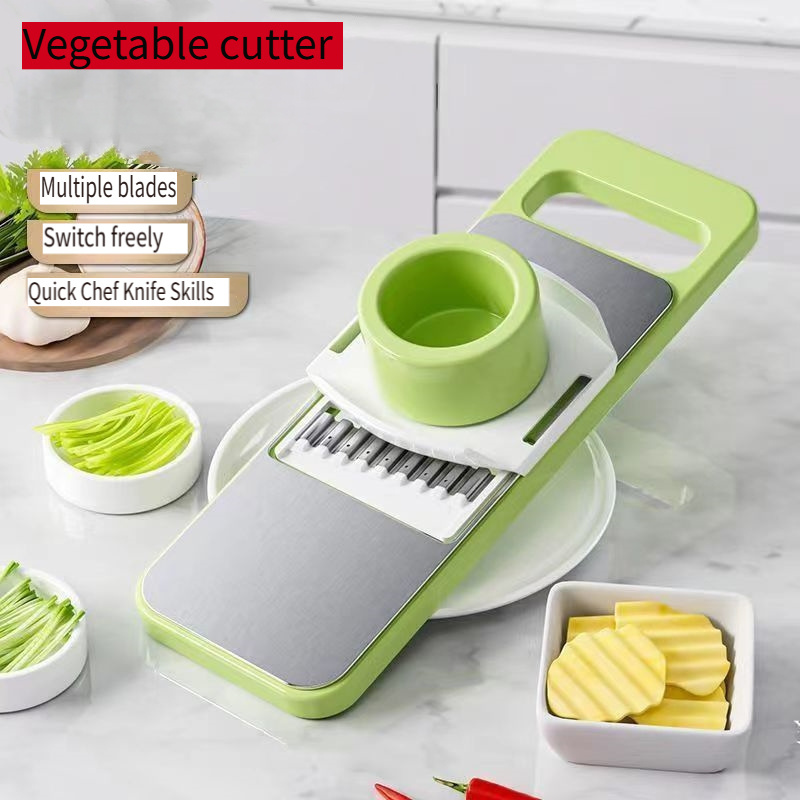 Tritaverdure Manuale A Rullo Multifunzione – Taglia Cipolle, Aglio, Frutta E Verdura, Con Lame In Acciaio Inox, Verde - 2