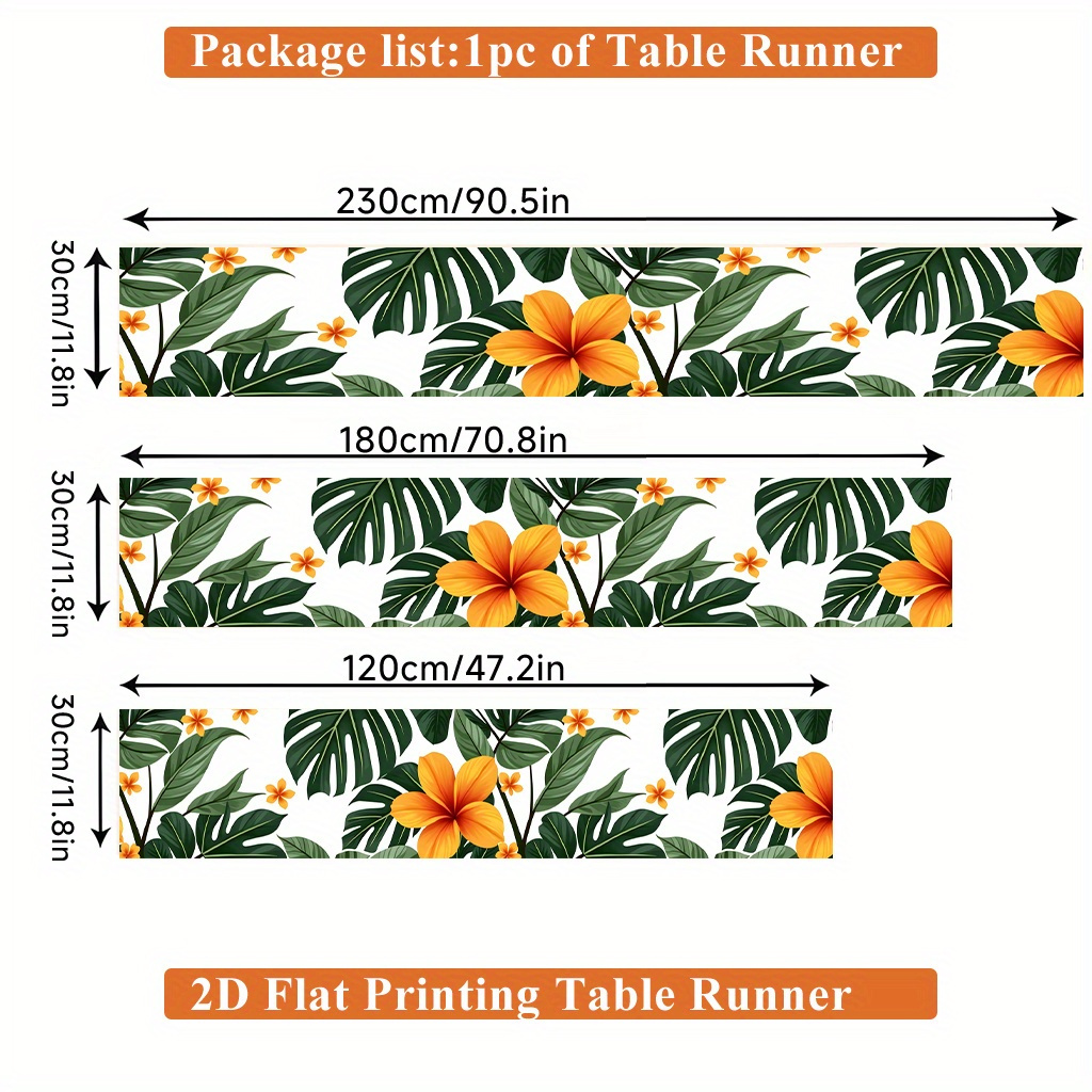 TEMU 2d Flat Printing Table Runner 1pc, Tropical Rectangular Table Runner, Polyester, For Dining Table, Coffee Table, Home Party Decor, Vibrant