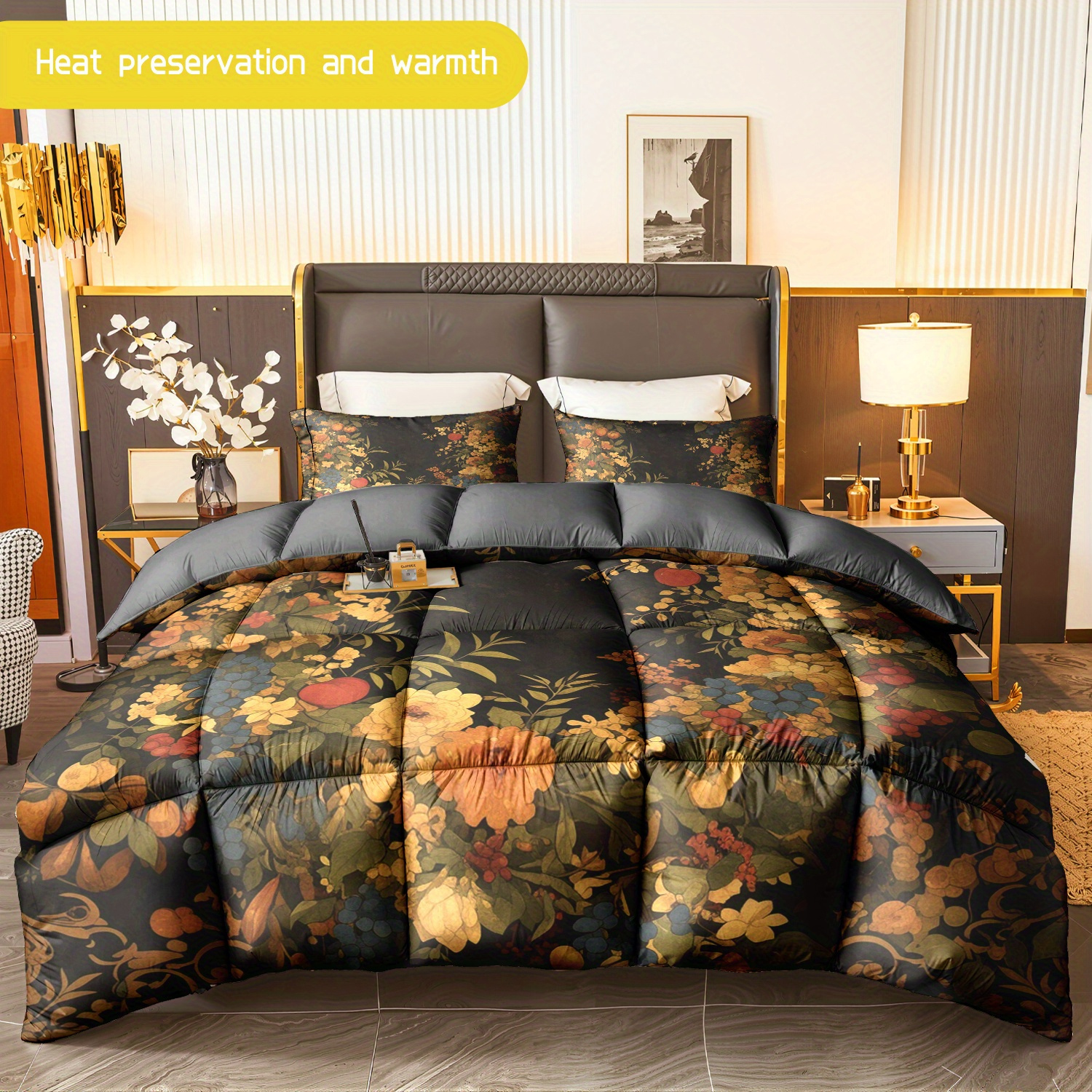 TEMU 3pcs Bedding (1 Comforter And 2 Pillowcases) Featuring A Soft, Warm Suitable For . Hypoallergenic, Resistant To Wrinkles And Fading, And In