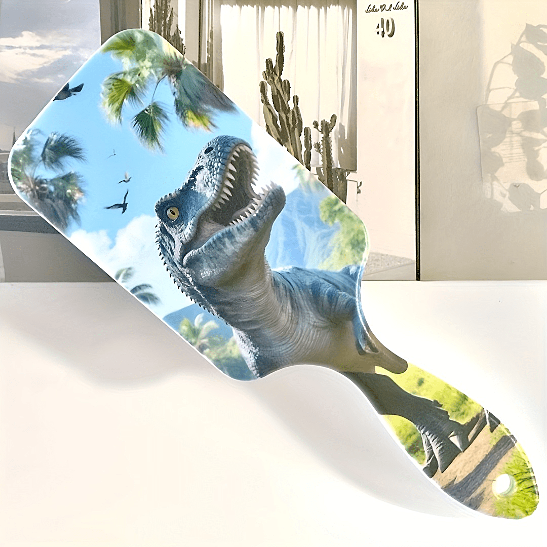 TEMU Peigne à motif dinosaure bleu, peigne de massage du cuir , antistatique, brosse à cheveux à prise confortable, peigne à manche en ABS durable,