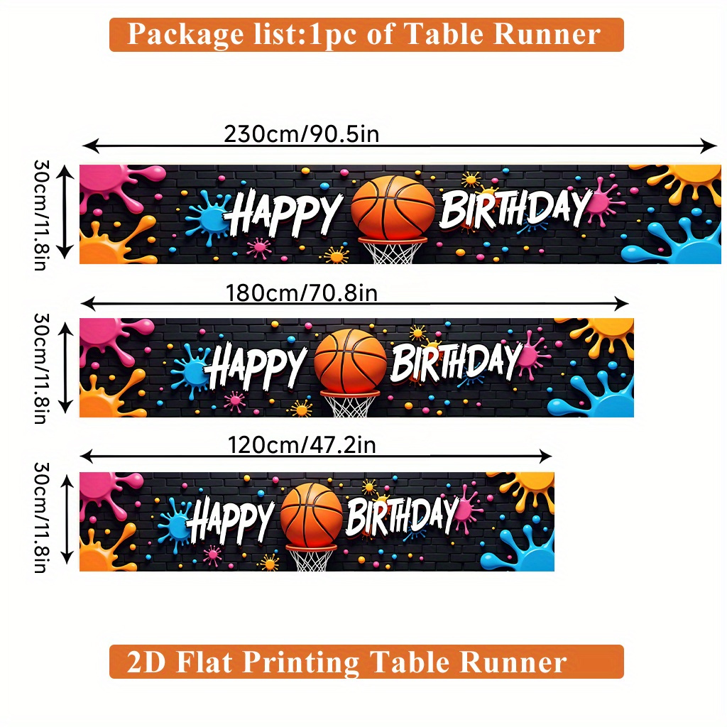 E-shop Eine 2D-Tischdecke mit Basketball-Motiv, rechteckig, aus Polyester, geeignet für Esstische, Couchtische und Heimparty-Dekorationen, lebendige
