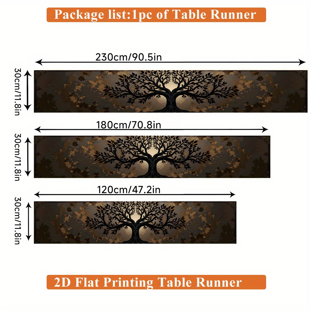 2d Flat Printing Table Runner 1pc, Branching Tree Of Life Rectangular Table Runner, Polyester, For Dining Table, Coffee Table, Home Party Decor, Vibrant Cultural Decor For Kitchen, Party, Festival
