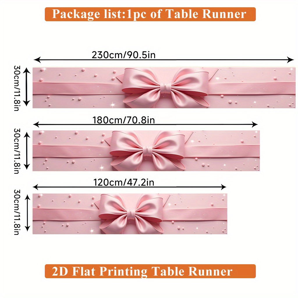 2d Flat Printing Table Runner 1pc, Gift Wrapping Bow Rectangular Table Runner, Polyester, For Dining Table, Coffee Table, Home Party Decor, Vibrant Cultural Decor For Kitchen, Party, Festival
