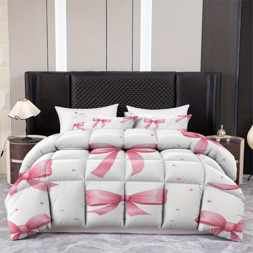 TEMU 3pcs (1 Comforter   2 Pillowcases) Soft Warm Polyester Bedding Set, Hypoallergenic, Wrinkle & Fade Resistant, Queen/king/full Size, Cute Pink