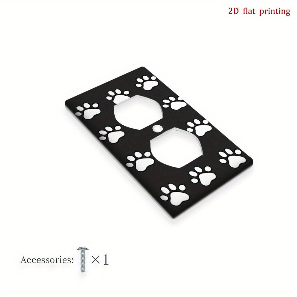TEMU 1pc Black & White Paw Print Switch Plate Cover - -themed Outlet Cover For Dog Owners, -on Installation, Fits Single/double Switches, Fits Socket