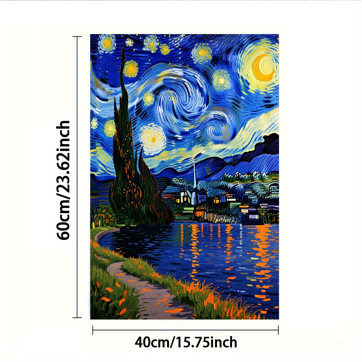 TEMU 1pc Or 2pcs, Towel, Single-sided Print, Rectangular 40×60cm, 2d Pattern Of Van Gogh's Starry Sky, Soft, Comfortable, Durable, And , Suitable For