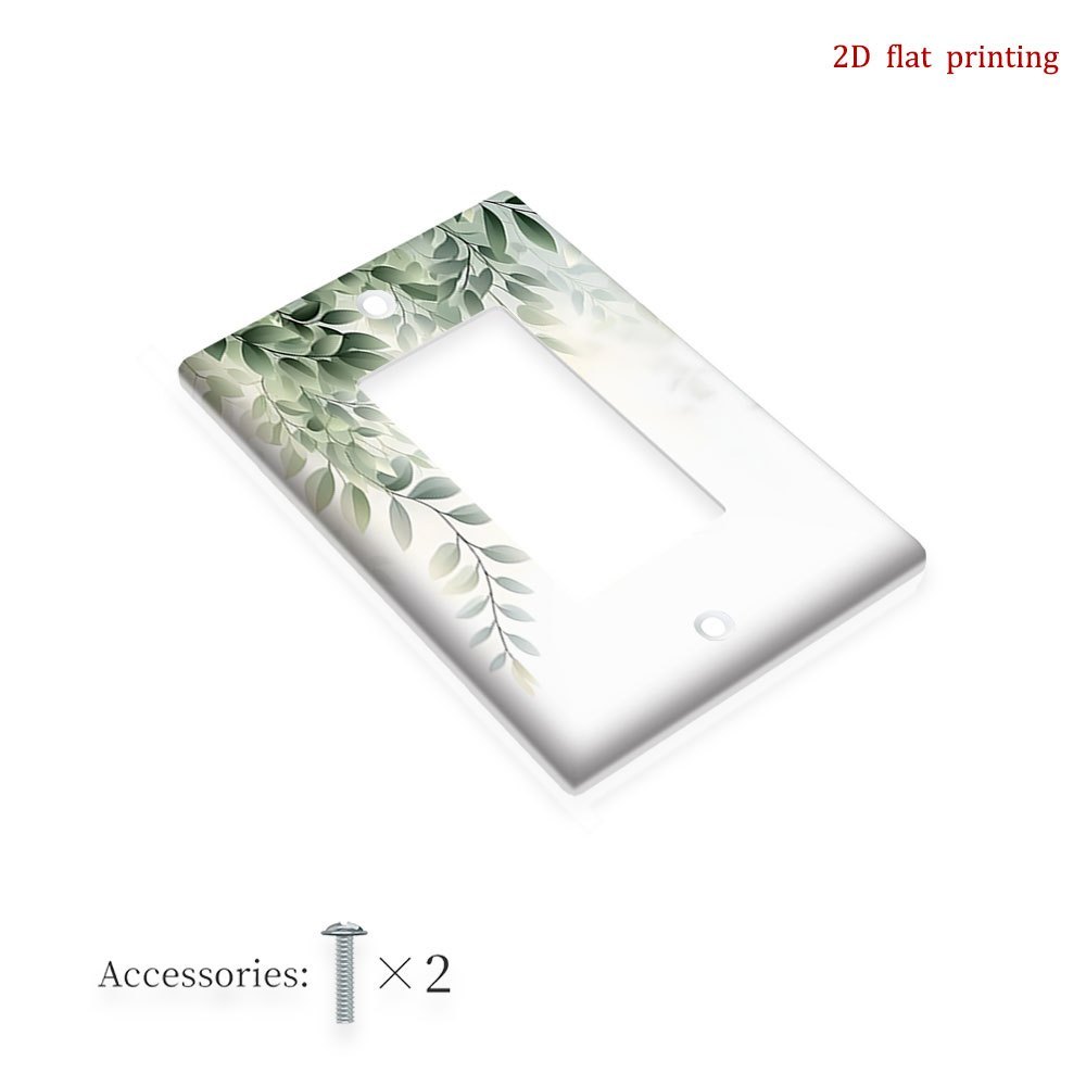 TEMU 1 pièce Plaque de Commutateur Décorative Compatible pour Prises et Interrupteurs Inutilisés - Branche Élégante en Feuille, Adaptée aux Plaques à
