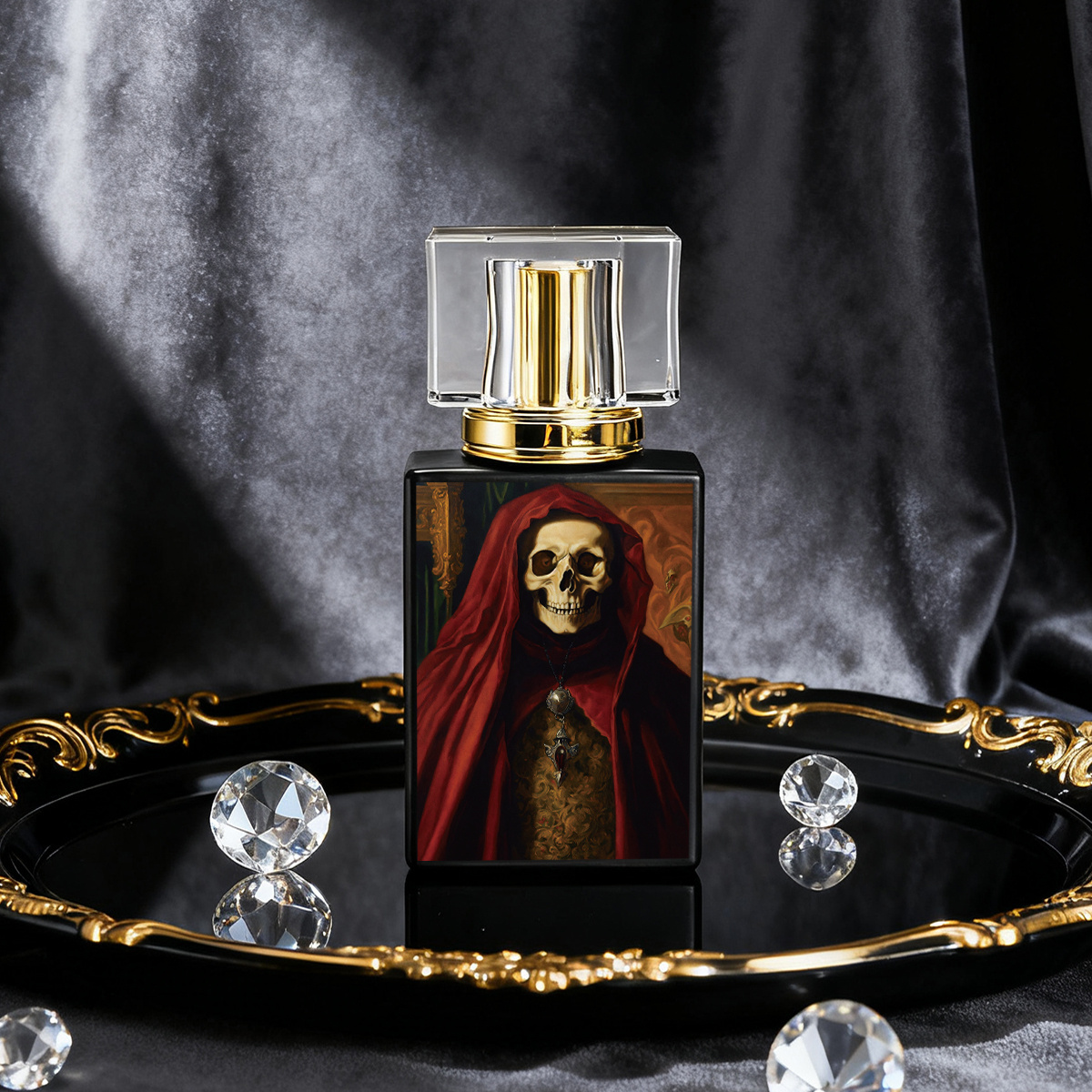 TEMU 1pc 30ml Black Glass Perfume Bottle With Painting Pattern Refillable Leakproof Travel Atomizer For Fragrance Essential Oil, Premium Gift For