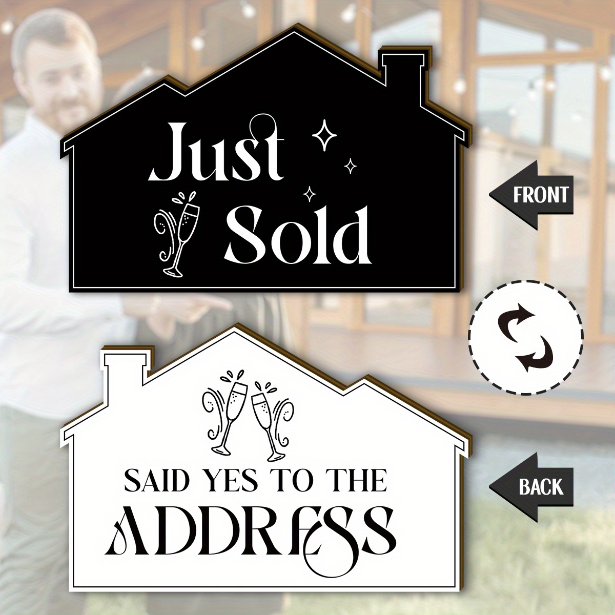TEMU Double Sided Real Estate For Sign, Wooden Double Sided Photo Prop, Key Shaped Closing Gift, Perfect For Agent Promotion