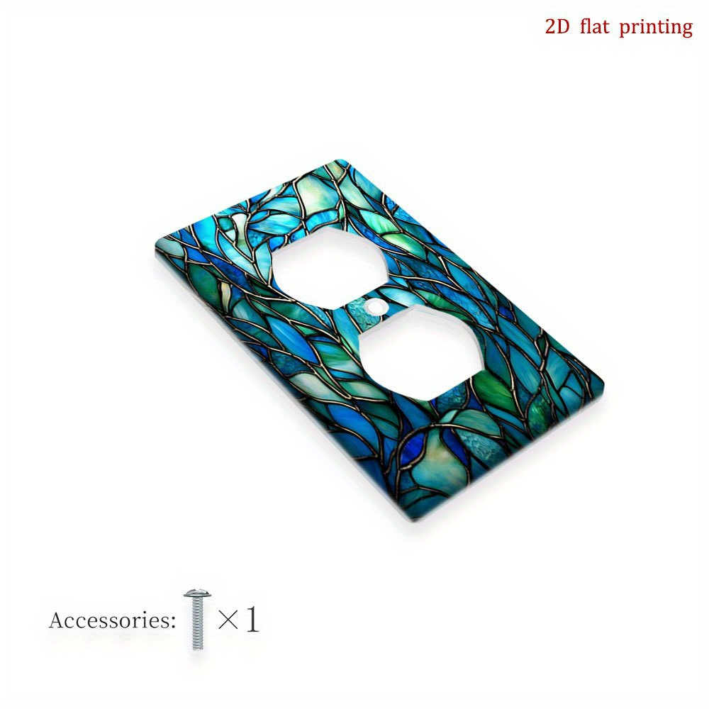 TEMU 1pc 2d Flat Printing Leaves Golden Artistic Graphics Light Switch Cover For Indoor Or Outdoor Use In Bedroom And Kitchen, 2d Flat