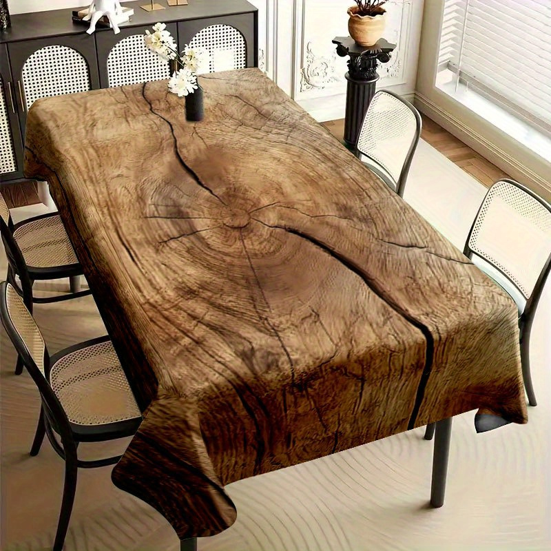 TEMU 1pc Soft Fashionable And Aesthetic Wood Tablecloth, Machine Washable And Easy To Clean, Dining Table / Coffee Table / Desk / Couch Table, Picnic