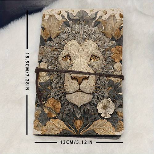 a6 journal with thick for writing love letters featuring a cover design with a lion flowers and leaves ideal as a valentines day gift for
